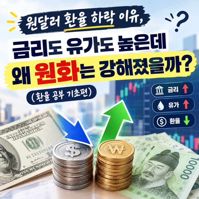 원달러 환율 하락 이유, 금리도 유가도 높은데 왜 원화는 강해졌을까? (환율 공부 기초편)