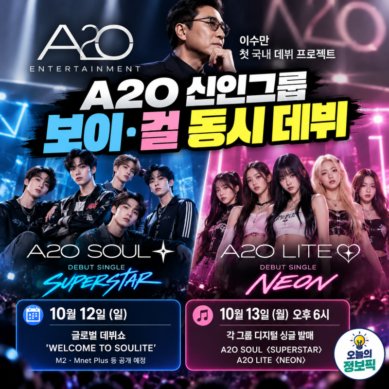 이수만 A2O 신인그룹, A2O SOUL·A2O LITE 13일 동시 데뷔