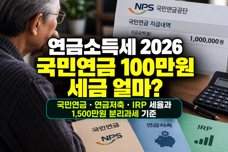 연금소득세 2026 "국민연금 월 100만원 받으면 세금 얼마?" 국민연금·연금저축·IRP 세율과 1,500....