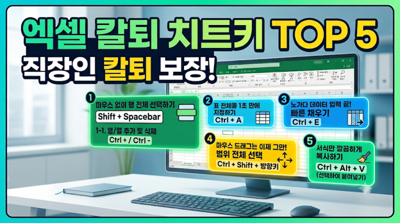 [엑셀 필수 단축키] 직장인 칼퇴 속도 2배 높이는 모음 Top 5