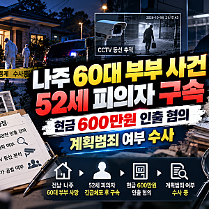 나주 60대 부부 살해 50대 구속｜600만원 인출·범행 전 답사, 계획범죄 여부 수사