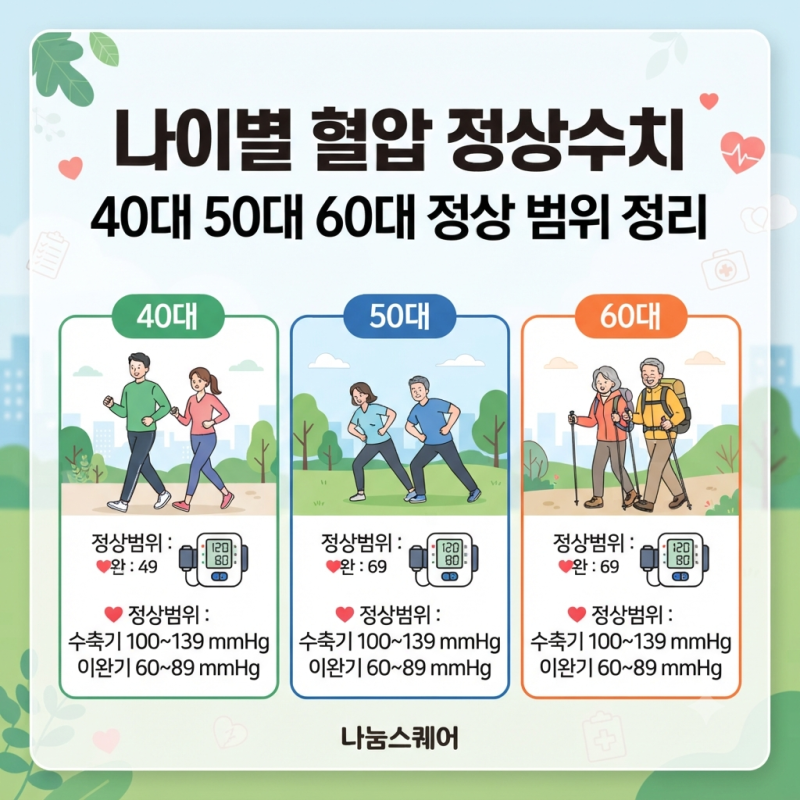 나이별 혈압 정상수치 40대 50대 60대 정상 범위 정리
