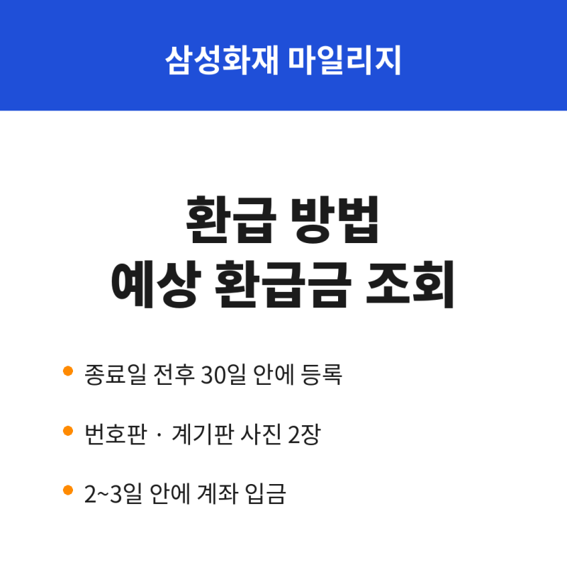 삼성화재 마일리지 환급 방법 예상 환급금 조회 신청 안내