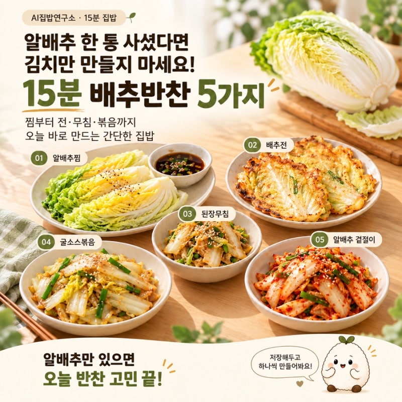 알배추 요리 5가지｜15분이면 완성하는 간단한 배추반찬 레시피