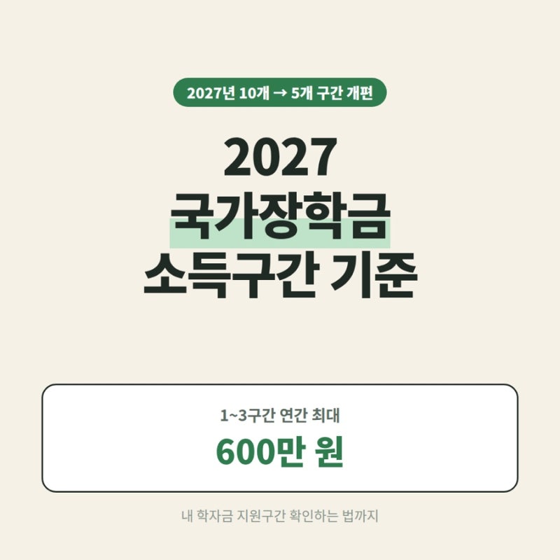 2027 국가장학금 소득구간 기준, 내 학자금 지원구간 확인하는 법