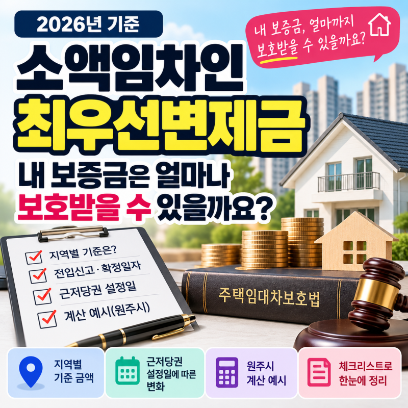소액임차인 최우선변제금, 내 보증금은 얼마나 보호받을 수 있을까요?