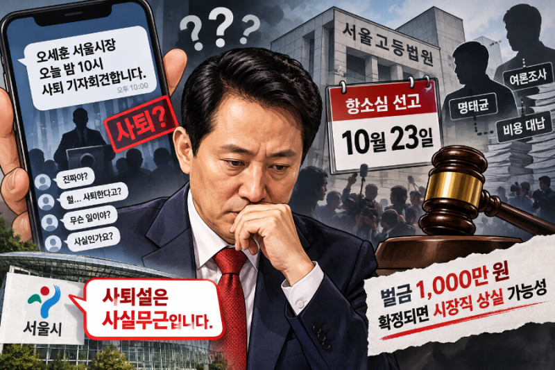 [인포바이브] “오세훈 오늘 밤 사퇴한다?”…온라인 발칵, 항소심 선고 앞두고 무슨 일?
