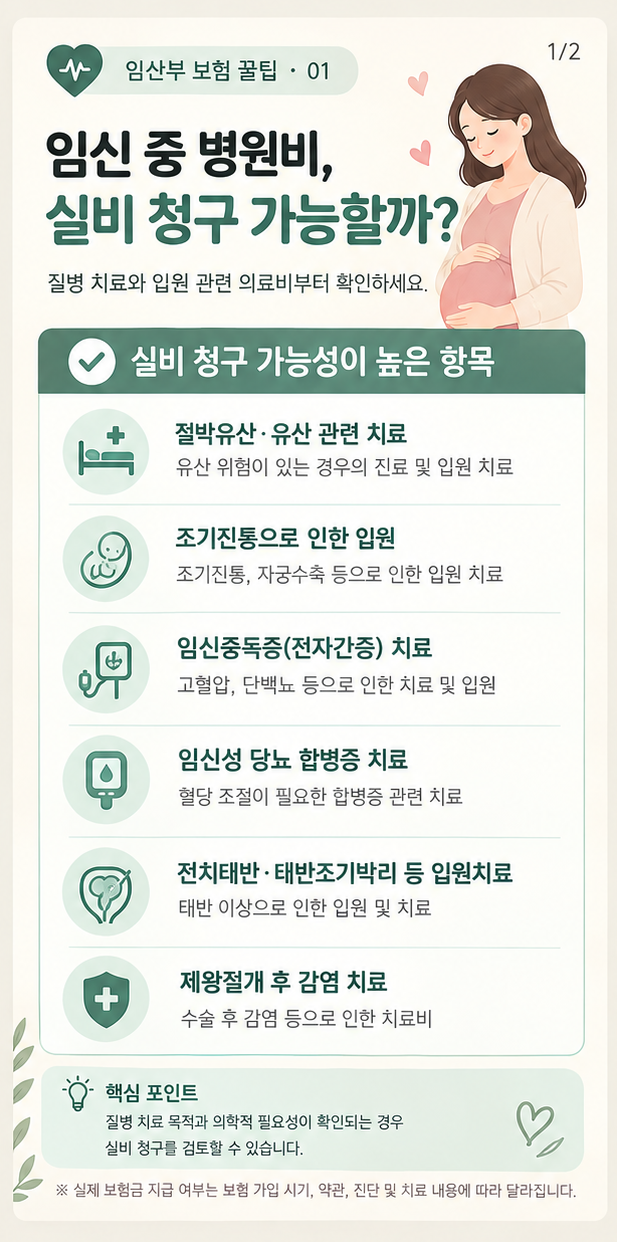 임신 중 진료 실비 청구가능 한것