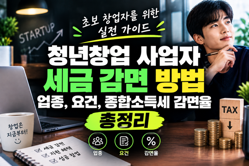 청년창업 사업자 세금 감면 방법, 대상 업종, 요건, 종합소득세 감면율 총정리(+초보 창업자 ....
