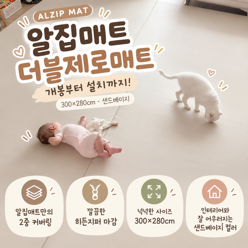 알집매트 더블제로매트 300x280 샌드베이지 개봉부터 설치까지