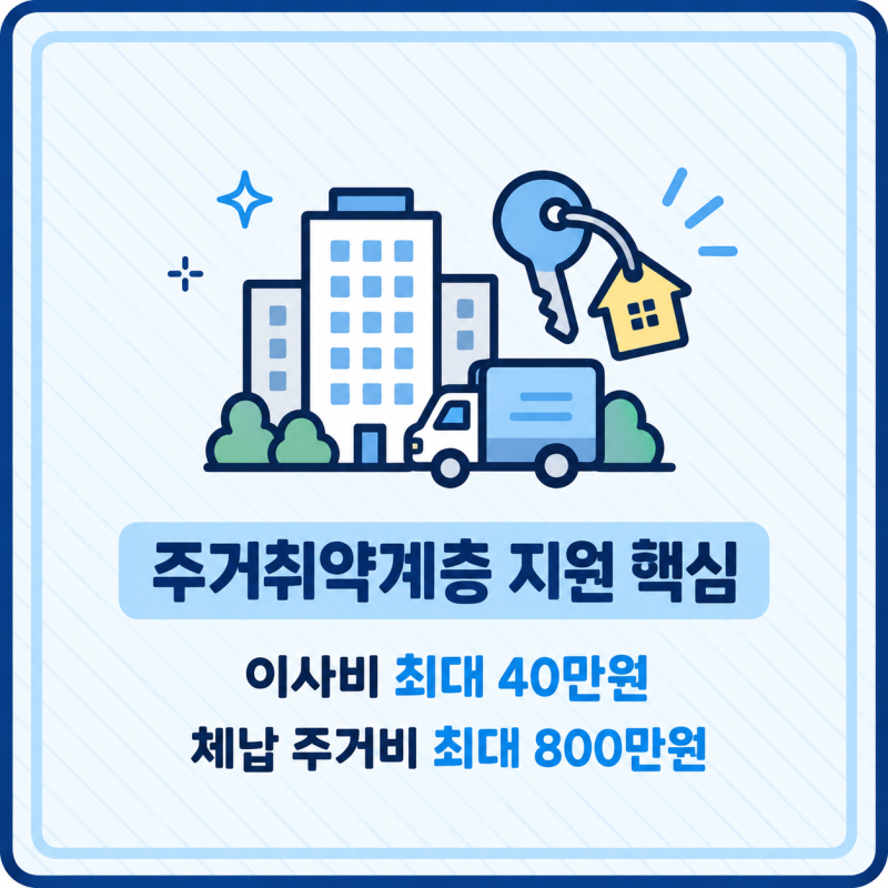 2026 주거취약계층 지원 공공임대 이사비 40만원·체납 임대료 최대 800만원 지원금