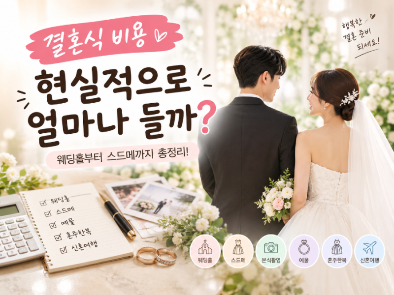 결혼식 비용 현실적으로 얼마나 들까? 웨딩홀부터 스드메까지 총정리