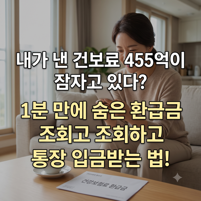 “내가 낸 건보료 455억이 잠자고 있다?” 1분 만에 숨은 환급금 조회하고 통장 입금받는 법
