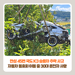안성 45번 국도 밤길 K3 승용차 추락 사고 | 자동차 동호회 이동 중 30대 운전자 사망