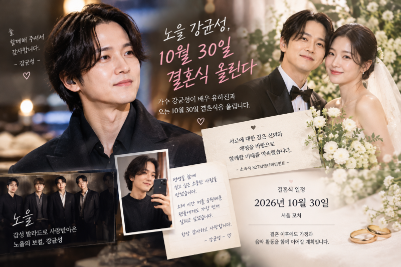 강균성 결혼, 예비신부 유하진 누구? 10월 30일 웨딩 화보 공개