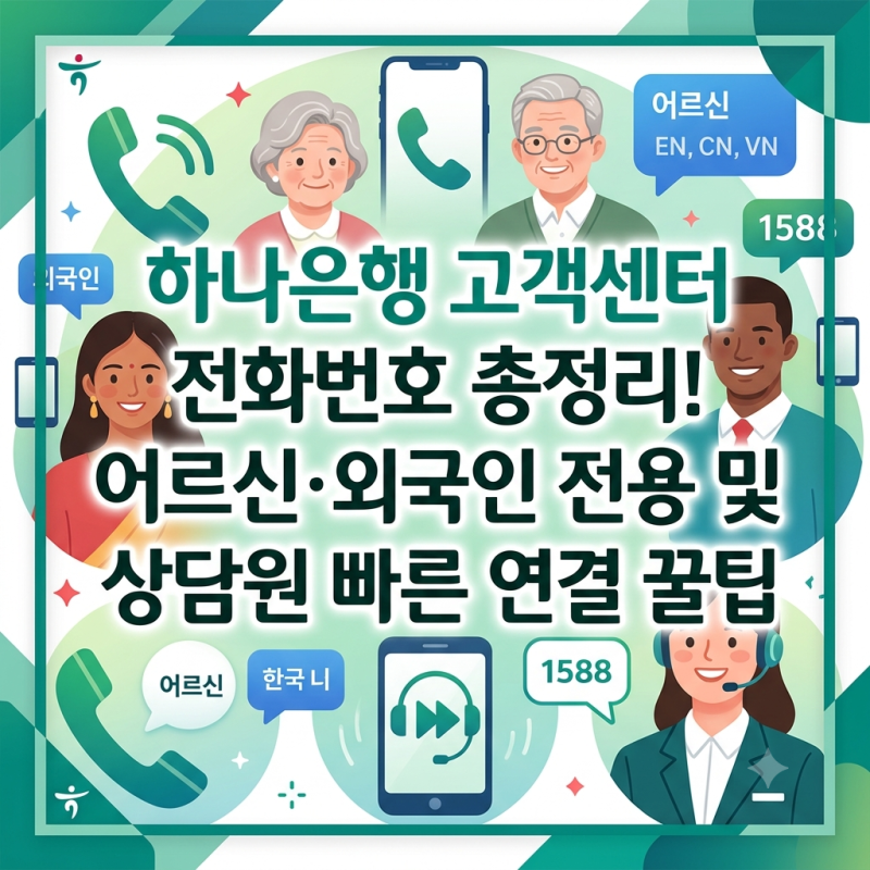 하나은행 고객센터 전화번호 총정리! 어르신·외국인 전용 및 상담원 빠른 연결 꿀팁