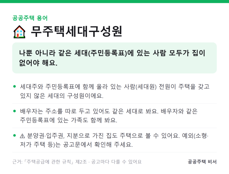 무주택세대구성원 뜻, 부모님 집이 있으면 안 되나요?