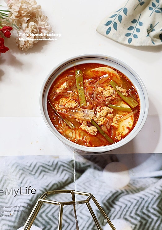 얼큰 당면 순두부 계란탕 레시피 대파 계란국