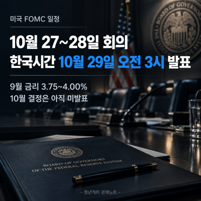 미국 FOMC 일정 10월 27~28일, 한국시간 금리 발표와 시장 영향