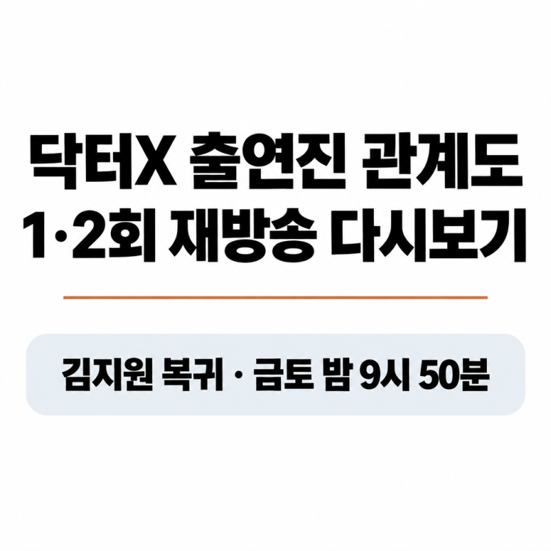 닥터X 드라마 출연진 등장인물 인물관계도, 1·2회 재방송 다시보기 바로가기