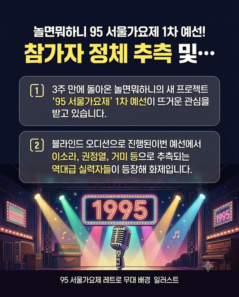 놀면뭐하니 95 서울가요제 1차 예선! 참가자 정체 추측 및 닉네임 총정리