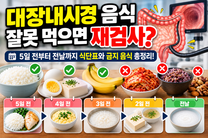 대장내시경 음식 잘못 먹으면 재검사?｜5일 전부터 전날까지 식단표와 금지 음식