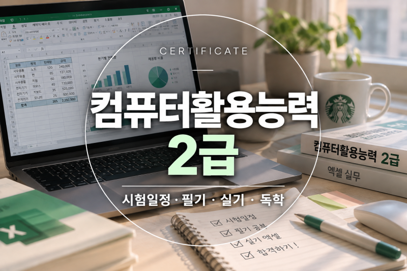 컴퓨터활용능력 2급 시험일정｜필기·실기 난이도, 합격기준, 독학 공부방법