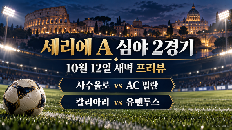 [세리에 A 6R] 사수올로 vs AC 밀란·칼리아리 vs 유벤투스｜10월 12일 새벽 경기 전망