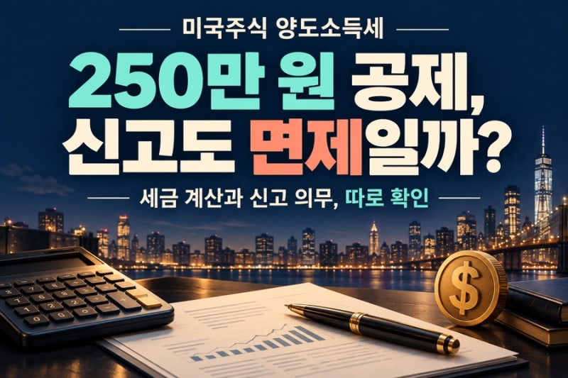 미국주식 양도소득세 250만 원 공제, 수익 얼마부터 신고할까? 2026년 최신 정리