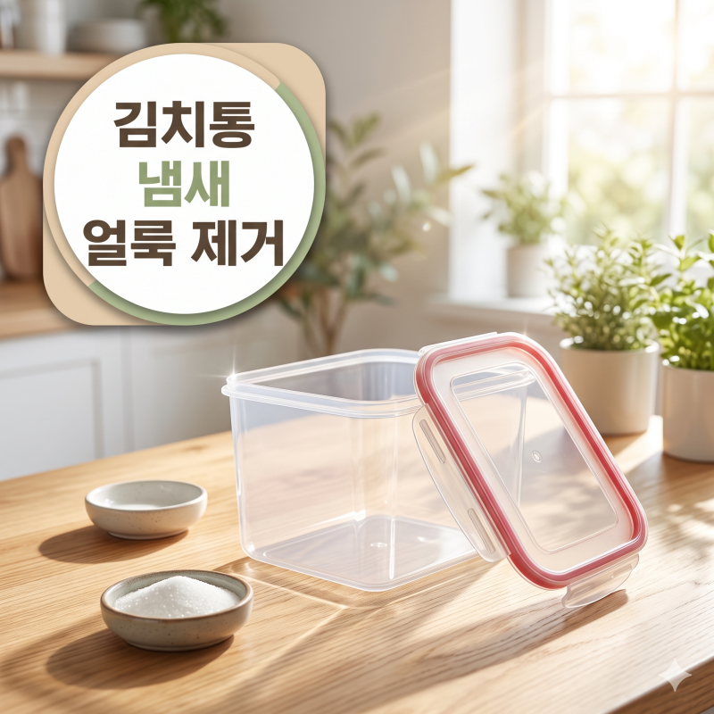 김치통 붉은 양념 얼룩과 배어든 냄새 설탕물과 햇빛으로 없애기