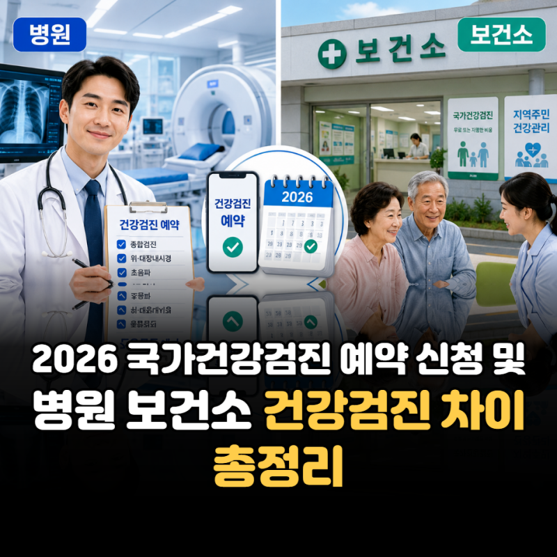 2026 국가건강검진 예약 신청 및 병원 보건소 건강검진 차이 총정리