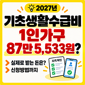 2027 기초생활수급비, 1인 가구 최대 87만 5,533원? 실제로 받는 돈은
