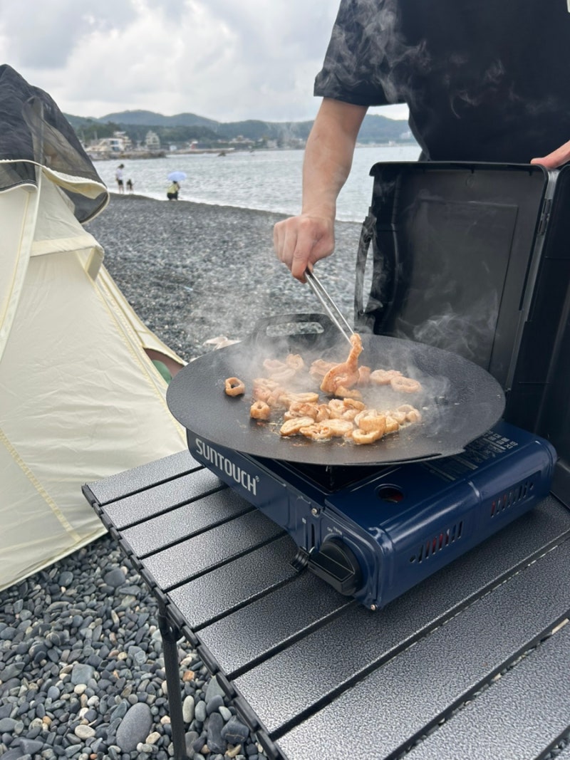 캠핑로그 02 I 울산 주전몽돌해변 취사가능한 부산근교 바다캠핑