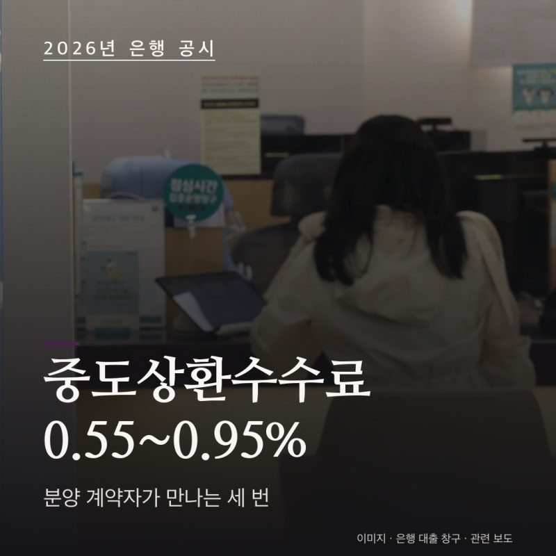 중도상환수수료 0.65% 총정리 : 올해 공시는 은행별 0.55~0.95%, 분양 계약자가 수수료를 만나는 ....