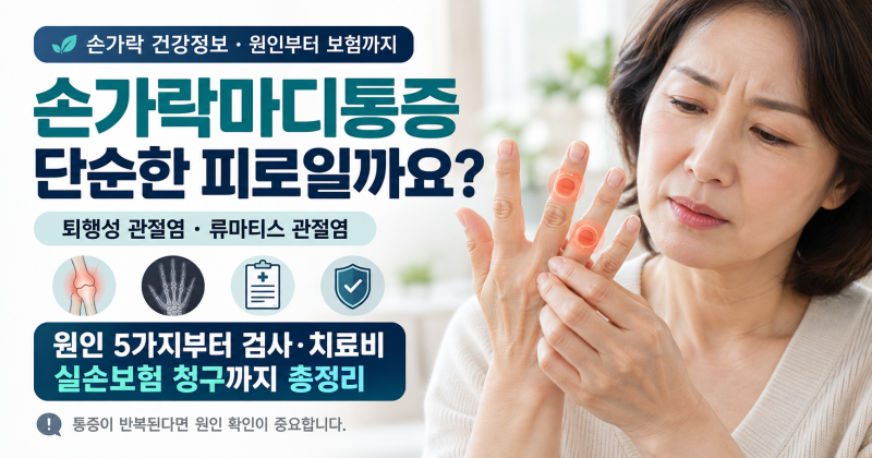 손가락 마디 통증 원인 5가지, 검사와 실손보험 청구까지