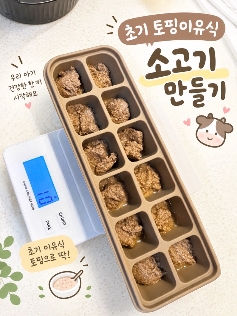 초기 토핑 이유식 / 소고기 큐브 만들기 (믹서로 갈기, 직접 다지기)
