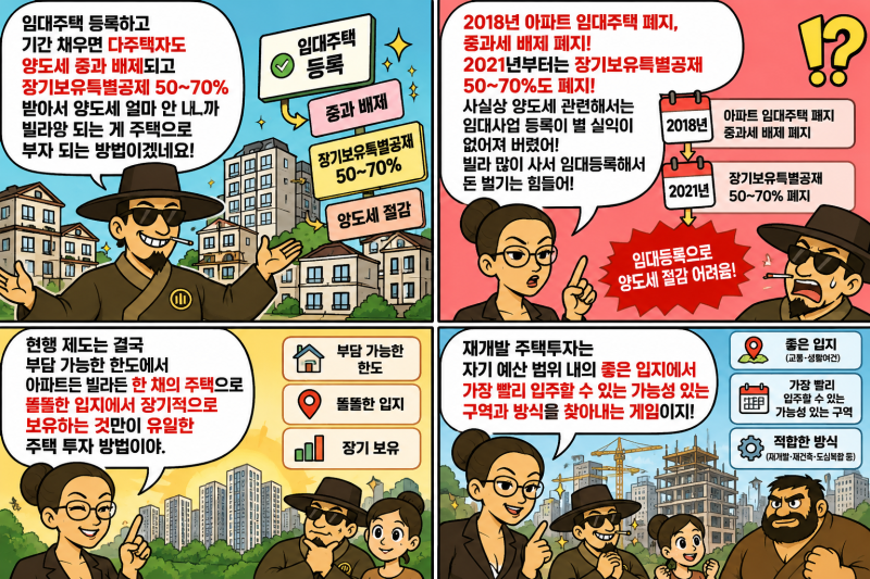 임대사업자등록으로 돈벌기는 힘들다-양도세중과배제폐지·장기보유특별공제특례폐지·세....