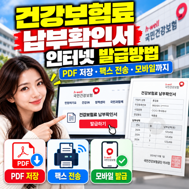 건강보험료 납부확인서 인터넷 발급방법｜PDF 저장·팩스 전송·모바일까지