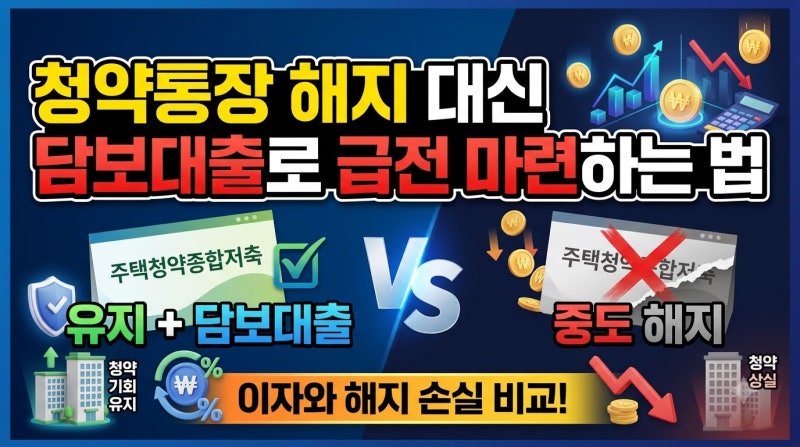 청약통장 해지 대신 담보대출로 급전 마련하는 법, 이자와 해지 손실 비교