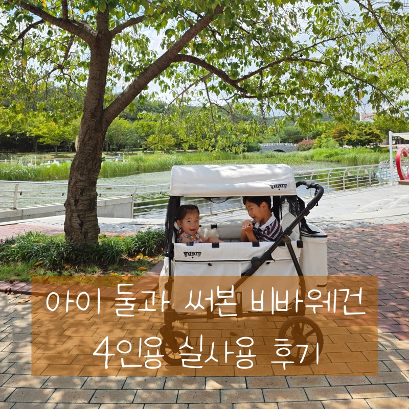 킨즈 비바웨건 4인용 실사용 후기, 아이 둘과 외출할 때 활용하는 방법