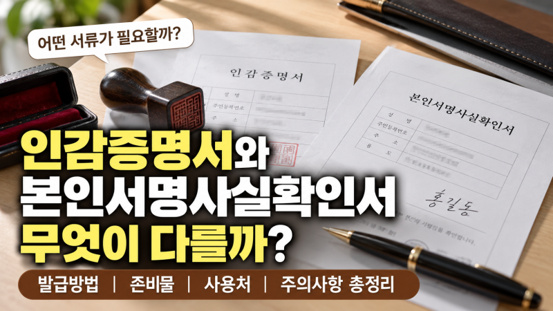 인감증명서와 본인서명사실확인서 차이｜발급방법·준비물·사용처 총정리