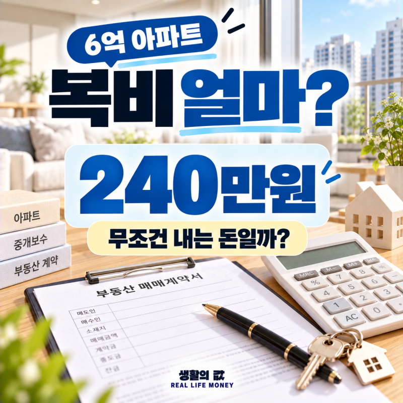 6억 아파트 복비 얼마일까｜240만원이 무조건 정해진 금액은 아니에요
