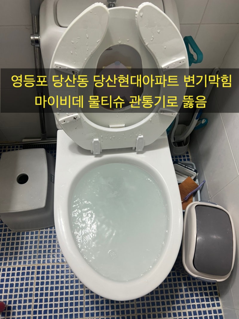 영등포 변기막힘 당산동 현대아이파크 마이비데 물티슈 4장, 관통기로 제거한 후기