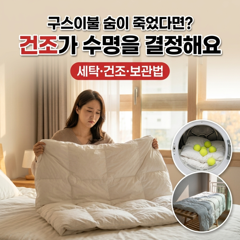 구스이불 세탁법 집에서 하는 법 | 숨 살리는 건조, 털 빠질 때 대처, 압축팩 없이 보관하는 ....