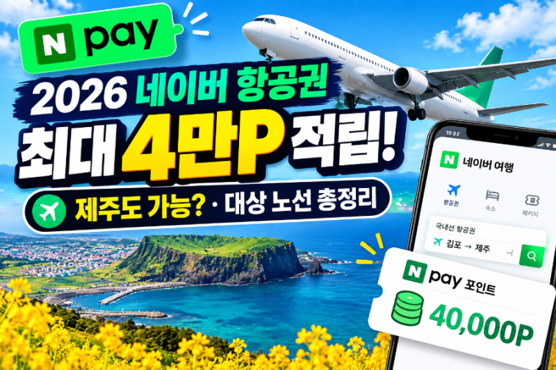 2026 네이버 항공권 4만 포인트 받는 법, 제주도 항공권도 가능할까?