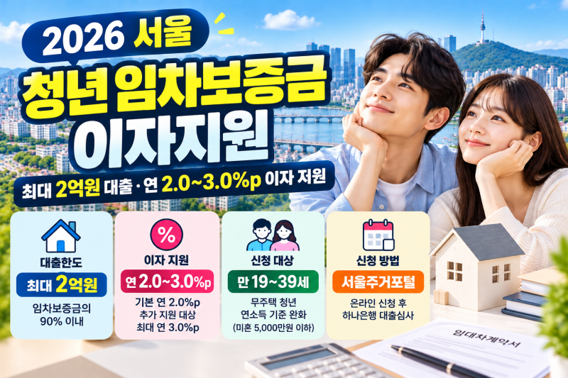 2026 서울 청년 임차보증금 이자지원 신청방법｜최대 2억원 대출·소득조건 총정리