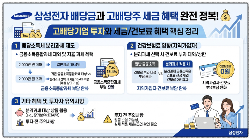 삼성전자 배당금은 분리과세에 건보료도 0원? 고배당 기업의 세금, 건강보험료 등 혜택에 대....