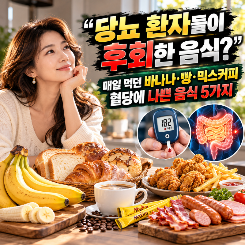 “당뇨 환자들이 후회한 음식?” 매일 먹던 바나나·빵·믹스커피, 혈당에 나쁜 음식 5가지
