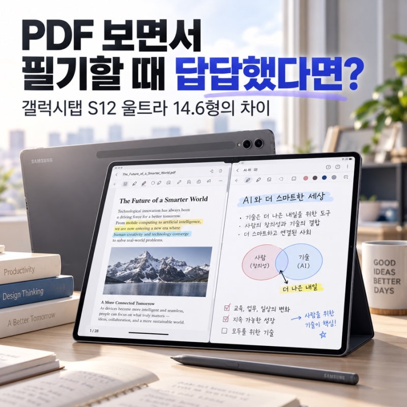 PDF 보면서 필기할 때 답답했다면? 갤럭시탭 S12 울트라 대화면의 차이