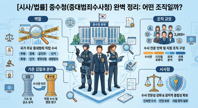 [시사/법률] 중수청(중대범죄수사청) 완벽 정리: 어떤 조직일까? 규모와 검찰 분리 구조 총정....
